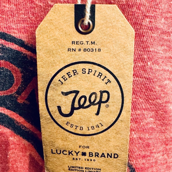 Lucky Brand Jeep Spirit 1941 Cotton/Poly Blend Graphic Heather T-Shirt- Red, XL - Picture 2 of 6